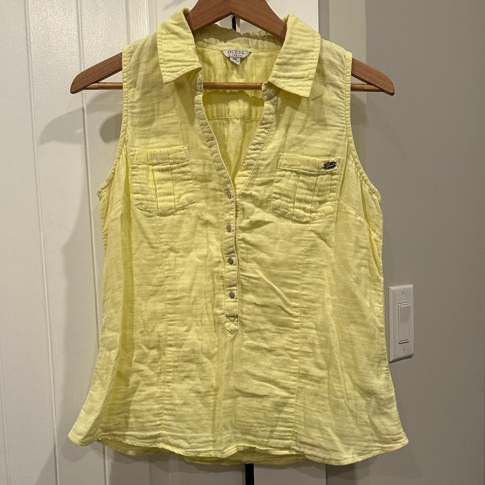 Guess Women's Yellow Sleeveless Blouse